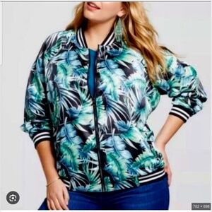 Ava & Viv Palm Print Bomber jacket - NWOT